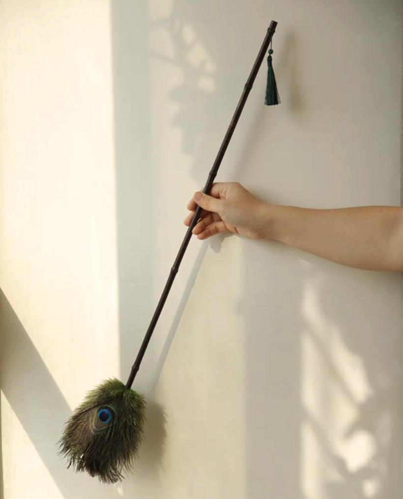 Handmade Peacock & Ostrich Feather Duster - Anti-Static Dusting Wand