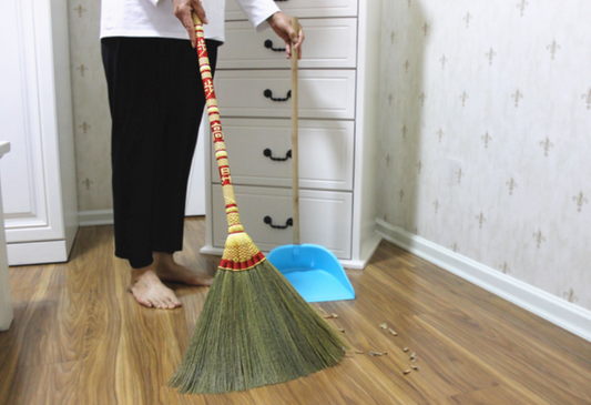 Handwoven Miscanthus Soft Bristle Broom - Static-Free Cleaning Power