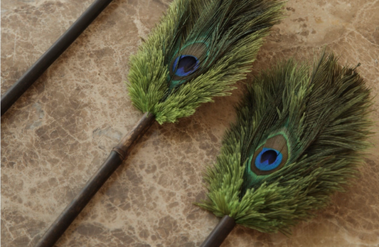 Handmade Peacock & Ostrich Feather Duster - Anti-Static Dusting Wand